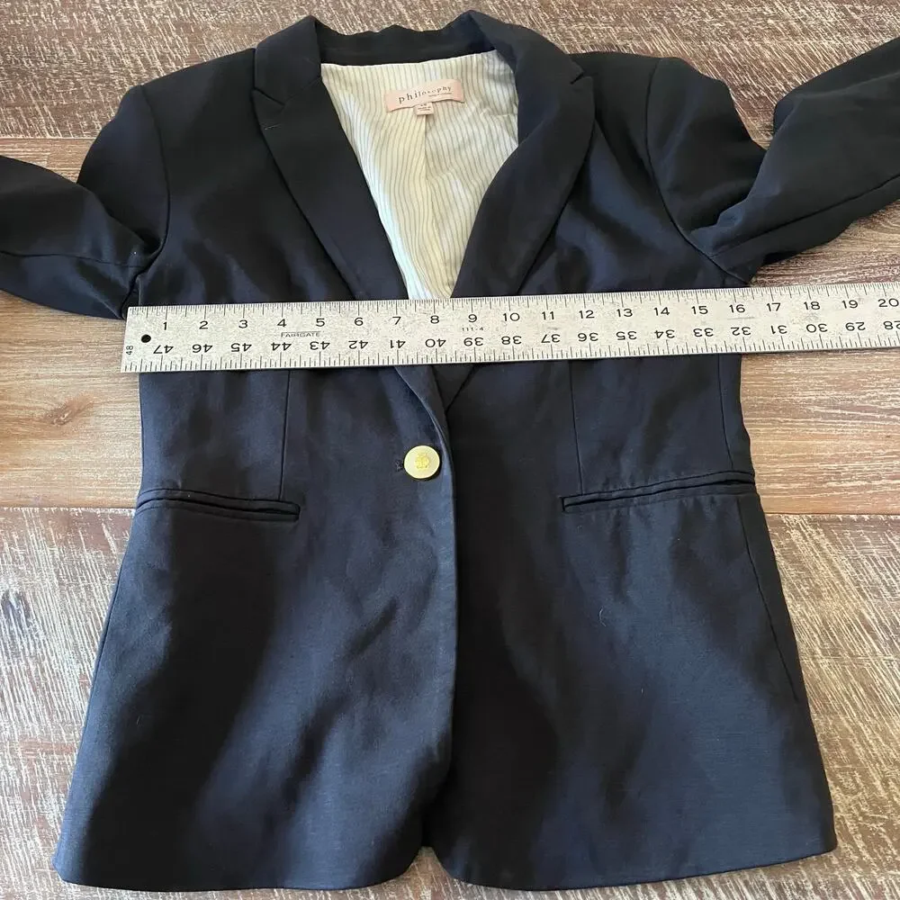 Philosophy Fitted Black Suit Jacket – Office Career Wear XS - Picture 5 of 10